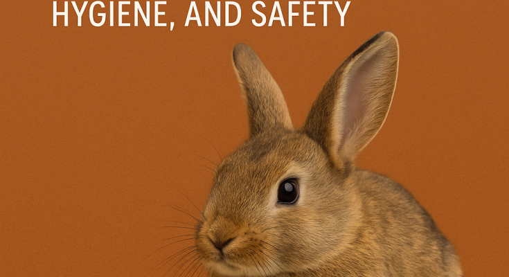 Image of a rabbit with a write up of bedding for rabbits cage